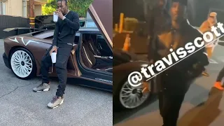 TRAVIS SCOTT shows his Chocolate Lamborghini with POP SMOKE