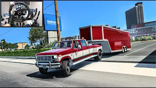 Hauling with Ford 350, Gooseneck Trailer Transport to Walmart - American Truck Simulator - Moza R9