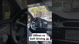 Police Officer vs. Self Driving Vehicle - So, uh, what's the protocol here? lol #shorts