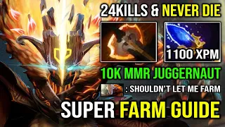 How to Fast Farm Like a Pro 10K Juggernaut with First ITEM Battle Fury + Aghanim 1100 XPM Dota 2