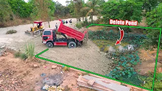 Start a new project!! Bulldozer Mitsubishi BD2F And Dump Truck 5Ton ​Pouring Soil Delete Pond