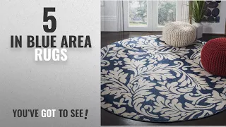 Top 10 In Blue Area Rugs [2018 ]: Safavieh Amherst Collection AMT425P Navy and Ivory Round Area Rug,