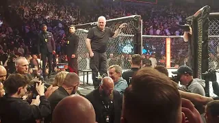 Paddy "The Baddy" Pimblett and Molly "Meatball" Molly cage exit celebrations ufc London 2022