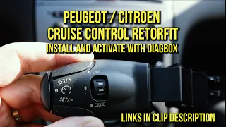 Retrofit Cruise Control Peugeot 308, 307, 207, 407, 3008, Citroen, install and activate with Diagbox