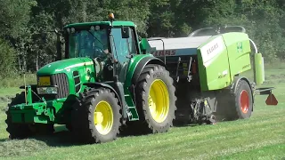 Baling silage with JD & Claas