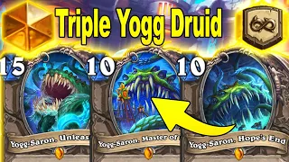 Triple Yogg 30 Spells Druid Goes CRAZY Random Number Generator At Titans Mini-Set | Hearthstone