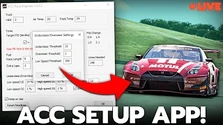 This RACE ENGINEER APP helps you Build Setups in ACC!