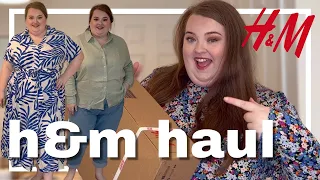 H&M SPRING SUMMER PLUS SIZE CLOTHING HAUL | fashion try on | lots of linen! | 2023