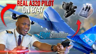 Real A320 Pilot Plays Flight Simulator 2020 - Boeing 747-8 Landing in New York in 4K (TCA Yoke)