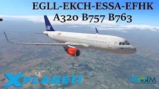 X-Plane 11 | Euro Hops! | EGLL-EKCH-ESSA-EFHK | A320 B757 B767 | VATSIM | Pt.3