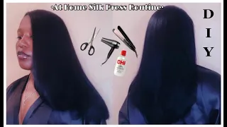 My At Home Silk Press Routine Using All Affordable Hair Products | QueenLang