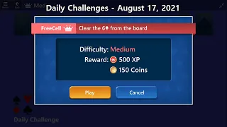 Microsoft Solitaire Collection | FreeCell - Medium | August 17, 2021 | Daily Challenges