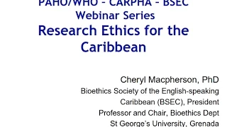 Health Research Ethics Webinar 4 - Case Discussion 2: Problems in Research Design