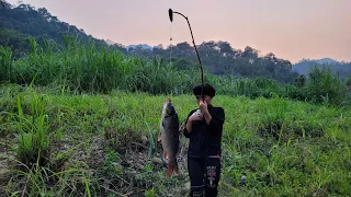 Fishing 2024 | The boy used pork as bait - he caught many big fish in the stream.