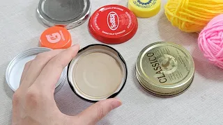 So amazing!! Superb recycling idea you've never seen with jar lid and yarn.