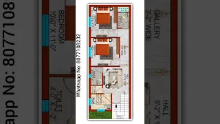 15 X 45 (75gaj) Modern house plan 675sqft house plan (Hindi/Urdu).