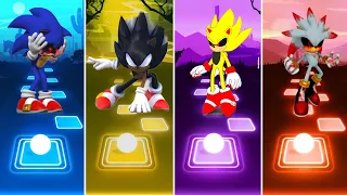 Sonic Exe 🆚 Dark Sonic 🆚 Super Sonic Exe 🆚 Silver Sonic Exe  || Tiles Hop Gameplay 🎯🎶