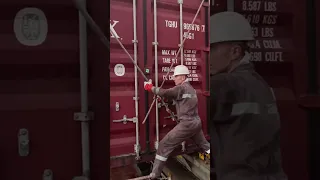 Lashing gear on a container ship 4K Video