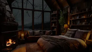 Ambient Rainfall and Crackling Fire for Deep Sleep - Fall Asleep Faster with Deep Rain Sounds