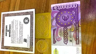 One Million Euro  Bill And Certificate With Gold Coin