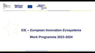 Webinaire EIE   Présentation du Work Programme 2023 2024