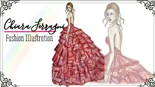 Fashion Illustration- Chiara Ferragni// RED GOWN 2019