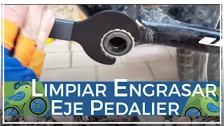 Cómo limpiar engrasar eje pedalier Shimano hollowtech bicicleta montaña