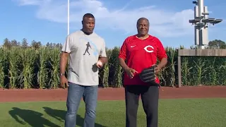 "Hey dad, you want to have a catch?" The Griffeys have a MOMENT at MLB at Field Of Dreams!