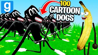 100 CARTOON DOGS VS 1... BANANA?! (Garry's Mod Sandbox) | JustJoeKing