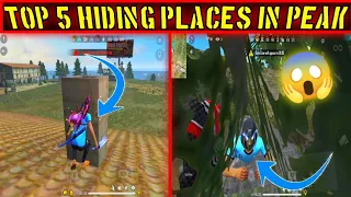 FREE FIRE PEAK HIDDEN PLACES | TOP 5 HIDING PLACES IN PEAK - FREE FIRE RANK PUSHING TIPS AND TRICKS