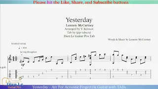 Yesterday - Arr For Acoustic Fingerstyle Guitar with TABs