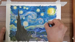 고흐 '별이 빛나는 밤' 오일파스텔로 그려보기 [ Vincent van Gogh - The Starry Night ] (OilPastel Painting)