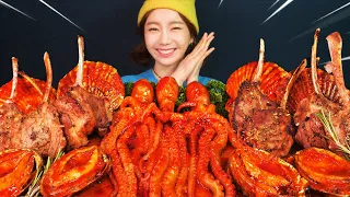 [Mukbang ASMR] JMT 양갈비+낙지 해물찜 Grilled Lamb Ribs🥩&Spicy Smalloctopus🐙 Seafoodboil Eatingshow Ssoyoung