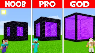 WHO BUILD BETTER GIANT PORTAL CUBE HOUSE NOOB vs PRO vs GOD?!