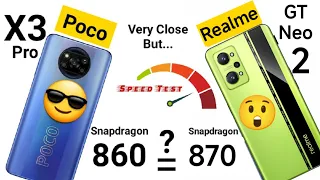 Realme GT Neo 2 vs Poco X3 Pro BGMI Speedtest Comparison Snapdragon 860 vs 870 #realme #poco