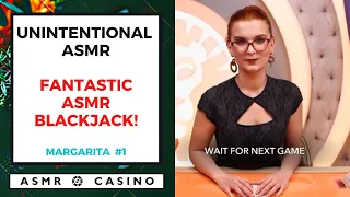 Fantastic ASMR Blackjack Dealer Margarita #1 On The 'Silent' Table - ASMR Card Sounds & Whispering