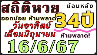 สถิติหวย ย้อนหลัง34ปี งวด 16/6/67 คัดเฉพาะ!! เฉพาะที่ออกวันอาทิตย์ เดือนมิถุนายน ออกบ่อยที่สุด!!