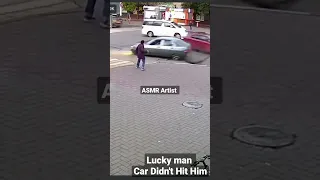 Lucky Man And Clever Car Driver saves Him #youtubeshorts #viral #accidentnews