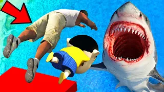 SHINCHAN AND FRANKLIN TRIED THE IMPOSSIBLE RIGHT AND WRONG GIANT SHARK PARKOUR CHALLENGE GTA 5