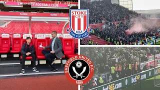 I went in the DUGOUT + PITCH INVADER, PYROS and LAST MIN LIMBS *Stoke 3-1 Sheff Utd*