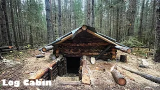 I made myself a LOG CABIN UNDERGROUND / ROOF CONSTRUCTION / solo bushcraft