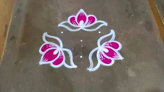 Chithirai madham colour kolam designs/5 dots pandaga muggulu/flower rangoli/poo kolam/color rangoli