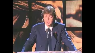 Paul McCartney inducts John Lennon into the Rock and Roll Hall of Fame