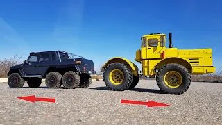 Who will win? KIROVETS vs. GELENDVAGEN 6x6 ... Tug Axial Unimog, Traxxas TRX6, Kraz