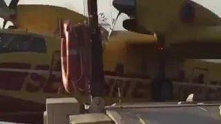 A water bomber hits a barge during a refueling (France)