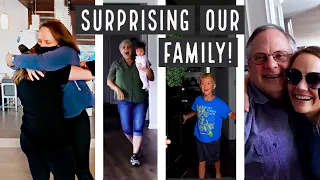 We flew across the world to SURPRISE our FAMILY after 18 months overseas!