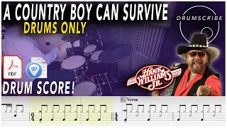 A Country Boy Can Survive (DRUMS ONLY) - Hank Williams Jr. | DRUM SCORE Sheet Music | DRUMSCRIBE