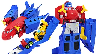 Transformers Optimus Prime Jumbo Jet Wing Racer! Bumblebee! Run! | DuDuPopTOY