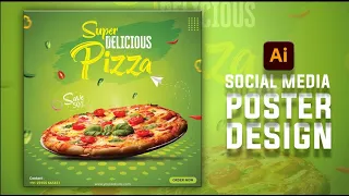 Illustrator CC Tutorial | Graphic Design | Pizza Social Media Poster Design