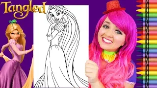 Coloring Rapunzel Tangled Disney Princess GIANT Coloring Page Crayola Crayons | KiMMi THE CLOWN